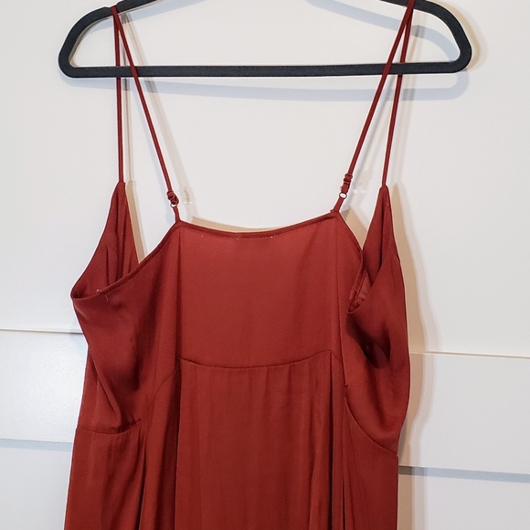 Free People Intimately All My Love Shine Wrap Mini Slip Dress Rust Satin S/M - Picture 10 of 14
